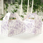 25 Pack Candy Treat Tote Boxes in French Toile Pattern - Matte Lavender and White Party Favor Gable Boxes, Cardstock Paper - 6"x3.5"x7"