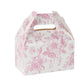 25 Pack Candy Treat Tote Boxes in French Toile Pattern - Matte Pink and White Party Favor Gable Boxes, Cardstock Paper - 6"x3.5"x7"