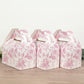 25 Pack Candy Treat Tote Boxes in French Toile Pattern - Matte Pink and White Party Favor Gable Boxes, Cardstock Paper - 6"x3.5"x7"