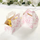 25 Pack Candy Treat Tote Boxes in French Toile Pattern - Matte Pink and White Party Favor Gable Boxes, Cardstock Paper - 6"x3.5"x7"