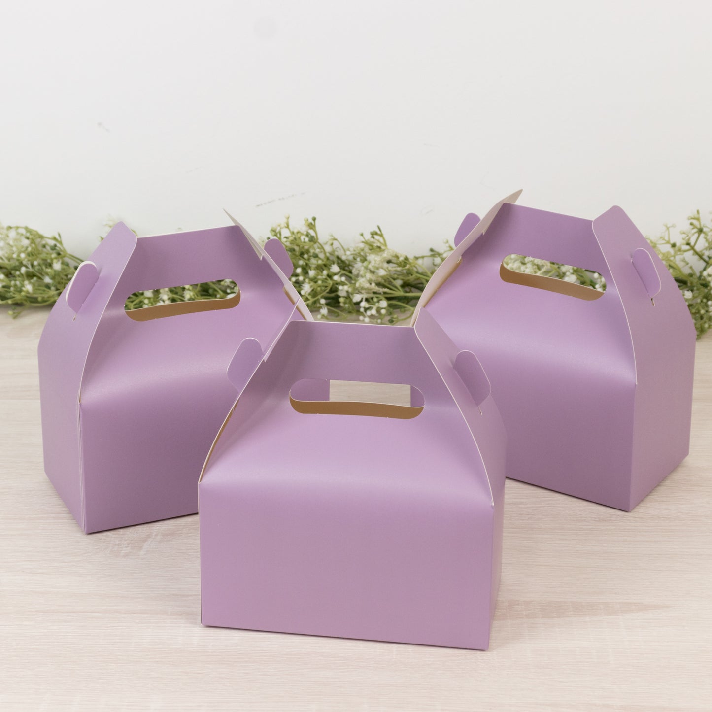 25 Pack Candy Gift Tote Gable Boxes, Matte Lavender Lilac Party Favor Treat Boxes - 6"x3.5"x7"
