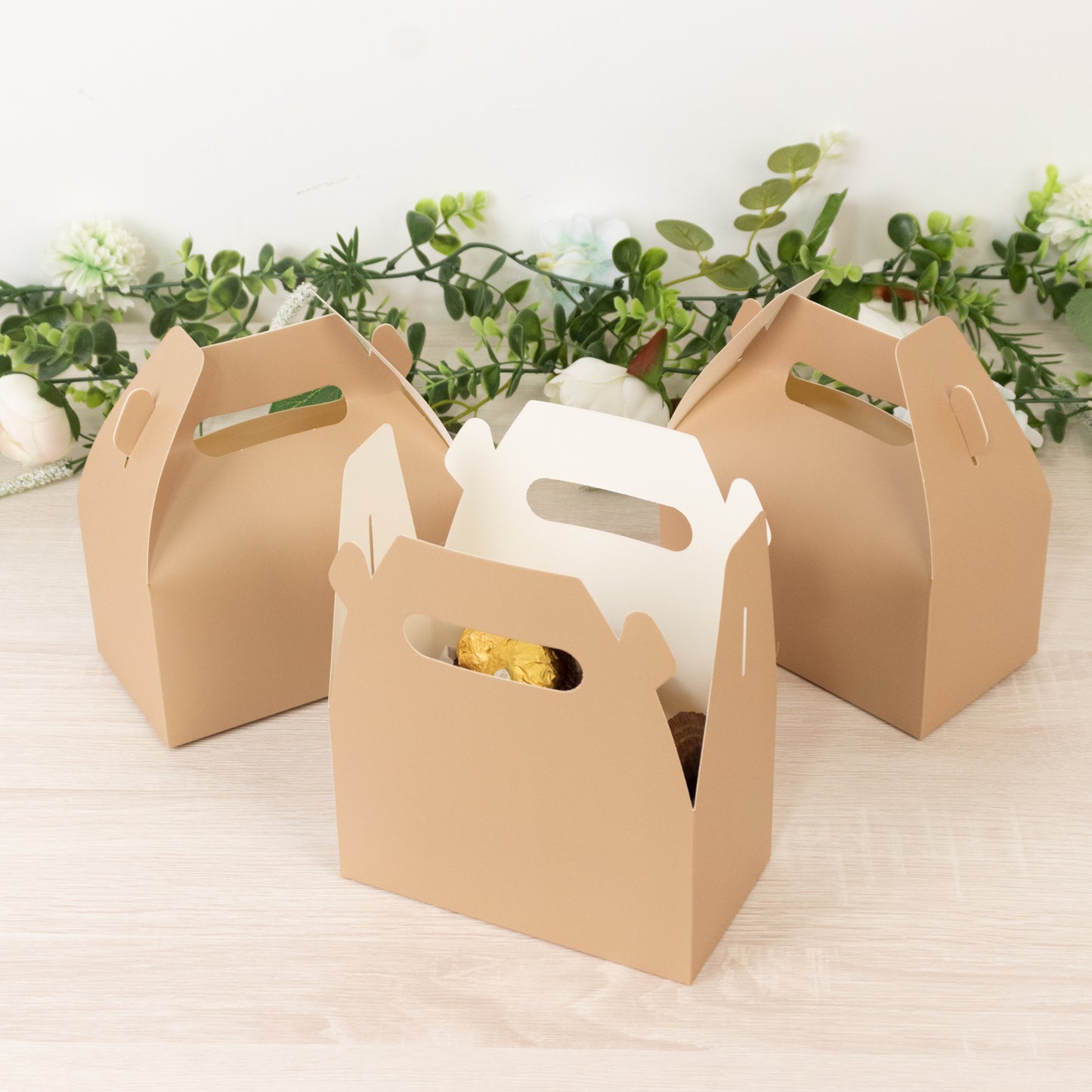 25 Pack Candy Gift Tote Gable Boxes, Matte Nude Party Favor Treat Boxes - 6"x3.5"x7"