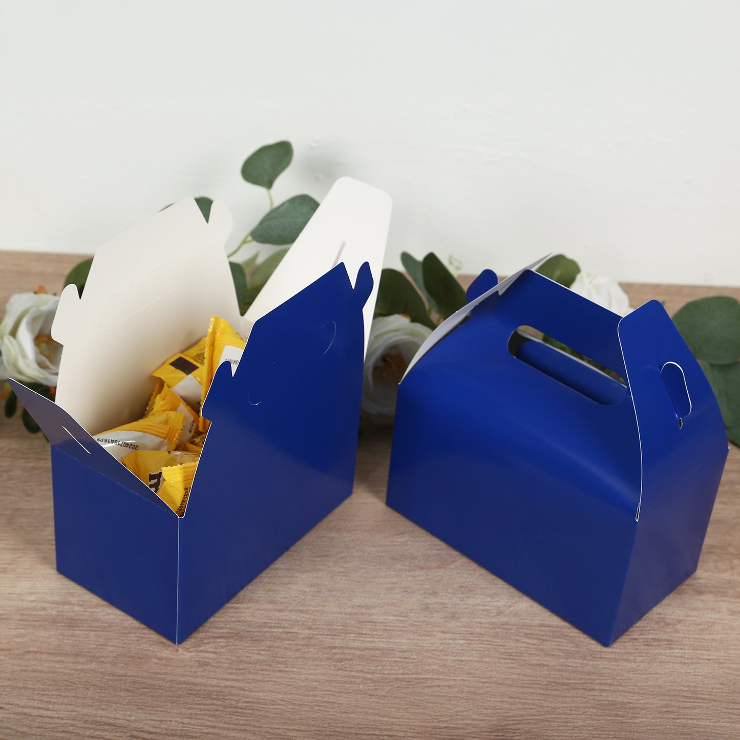 25 Pack Candy Gift Tote Gable Boxes, Royal Blue Party Favor Treat Boxes - 6"x3.5"x7"