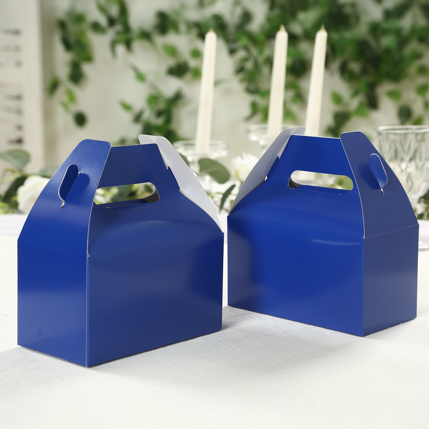 25 Pack Candy Gift Tote Gable Boxes, Royal Blue Party Favor Treat Boxes - 6"x3.5"x7"