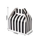 25 Pack | White / Black Striped Party Favor Gift Tote Gable Box Bags, Candy Treat Boxes - 6"x3.5"x7"