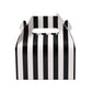 25 Pack | White / Black Striped Party Favor Gift Tote Gable Box Bags, Candy Treat Boxes - 6"x3.5"x7"