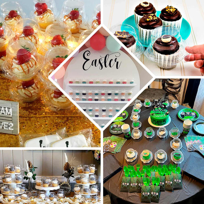 25 Pack | 4" Clear Disposable Single Cupcake Holder Containers, Plastic Individual Cupcake Boxes With Dome Lid