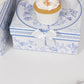 Set of 4 White Blue French Toile Square Nesting Gift Boxes With Lids, Stackable Heavy Duty Cardstock Boxes, Cupcake Dessert Display Stand - 6",7",8",9"
