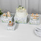 Set of 4 White Green Floral Square Nesting Gift Boxes With Lids, Stackable Heavy Duty Cardstock Boxes, Cupcake Dessert Display Stand - 6",7",8",9"