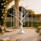 34" Metallic Silver Manzanita Centerpiece Tree + 8 Acrylic Bead Chains
