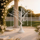 34" White Manzanita Centerpiece Tree + 8 Acrylic Bead Chains