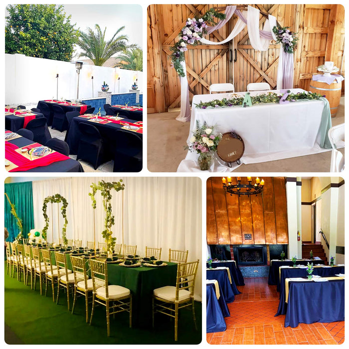 90"x132" Black Premium Scuba Wrinkle Free Rectangular Tablecloth, Seamless Scuba Polyester Tablecloth