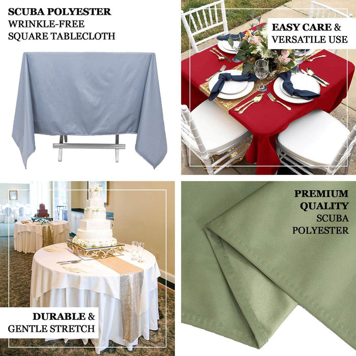 70" Shimmer Gold Premium Scuba Square Tablecloth, Wrinkle Free Seamless Polyester Tablecloth