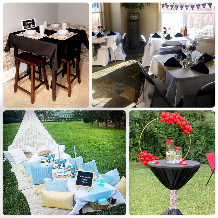 54" Black Premium Scuba Wrinkle Free Square Tablecloth, Seamless Scuba Polyester Tablecloth