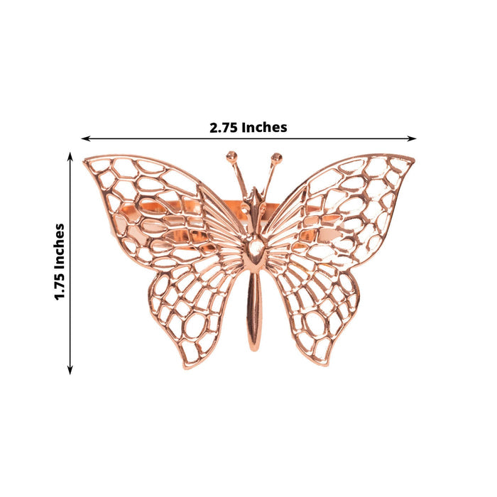 Rose gold decorative butterfly napkin ring holder.