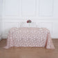 90"x156" Rose Gold Sequin Leaf Embroidered Tulle Rectangular Tablecloth