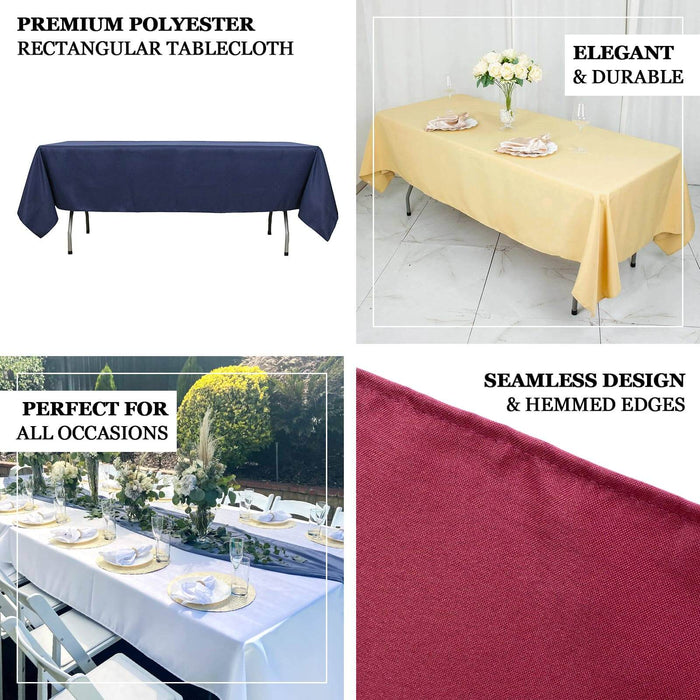 60"x102" Burgundy Seamless Premium Polyester Rectangular Tablecloth - 220GSM