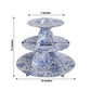 3-Tier White Blue Cardboard Dessert Display Stand with French Toile Floral Pattern, Tea Party Cupcake Stand Round Serving Platter - 11" Tall