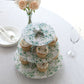 3-Tier White Green Cardboard Dessert Display Stand with Eucalyptus Leaves Print, Tea Party Cupcake Stand Round Serving Platter - 11" Tall