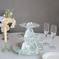 3-Tier White Green Cardboard Dessert Display Stand with Eucalyptus Leaves Print, Tea Party Cupcake Stand Round Serving Platter - 11" Tall
