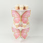 2 Pack White Pink Glitter Butterfly Cupcake Stands, 12" Floral Print Foam Board Cake Dessert Holder Display Stands