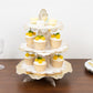 2-Pack 3-Tier Cupcake Display Stands with Vintage Floral Pattern, White Gold Round Cardboard Dessert Towers - 15"