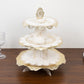 2-Pack 3-Tier Cupcake Display Stands with Vintage Floral Pattern, White Gold Round Cardboard Dessert Towers - 15"
