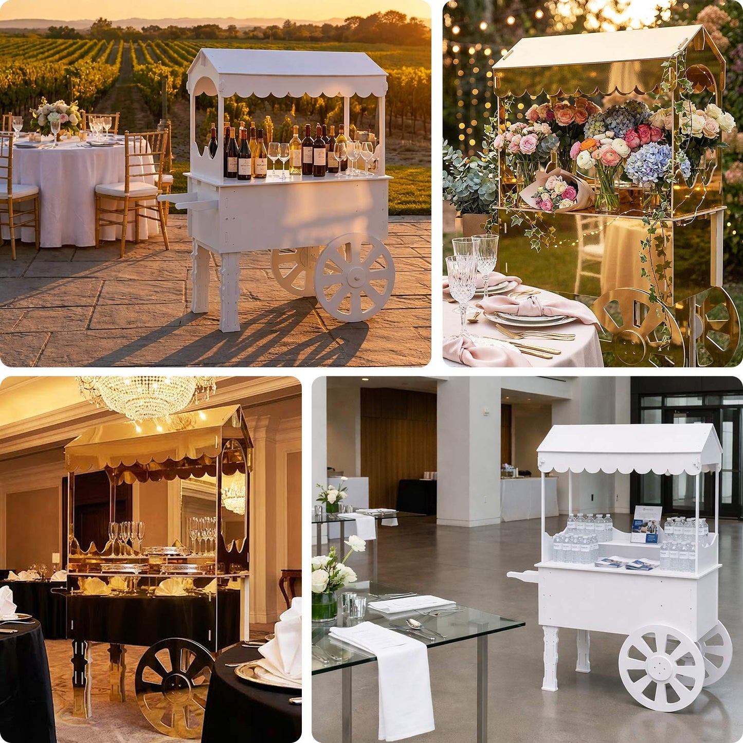 Candy Cart 6ft Display Stand with Wheels and Shelf, Dessert Cart