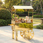 Candy Cart 6ft Gold Mirrored Display Stand with Wheels and Shelf, Dessert Cart for Event Decor