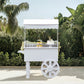 6ft White Dessert Cart Display Stand with Wheels for Party Decorated Candy Cart for Birthdays Weddings