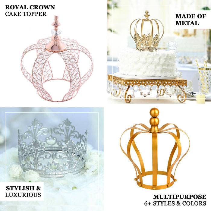 9" Matte Gold Metal Royal Crown Cake Topper, Wedding Cake Decor