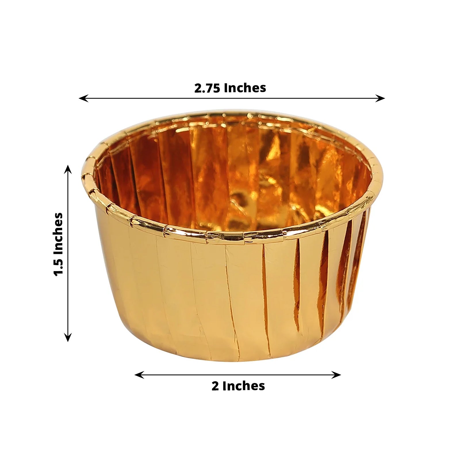 Metallic gold foil baking cups, 3oz dessert muffin liners, 48 pack.