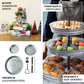 Rustic galvanized metal 3-tier serving tray for desserts and cupcakes.