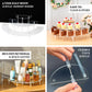 Clear acrylic half-moon riser stands set for desserts and collectibles.