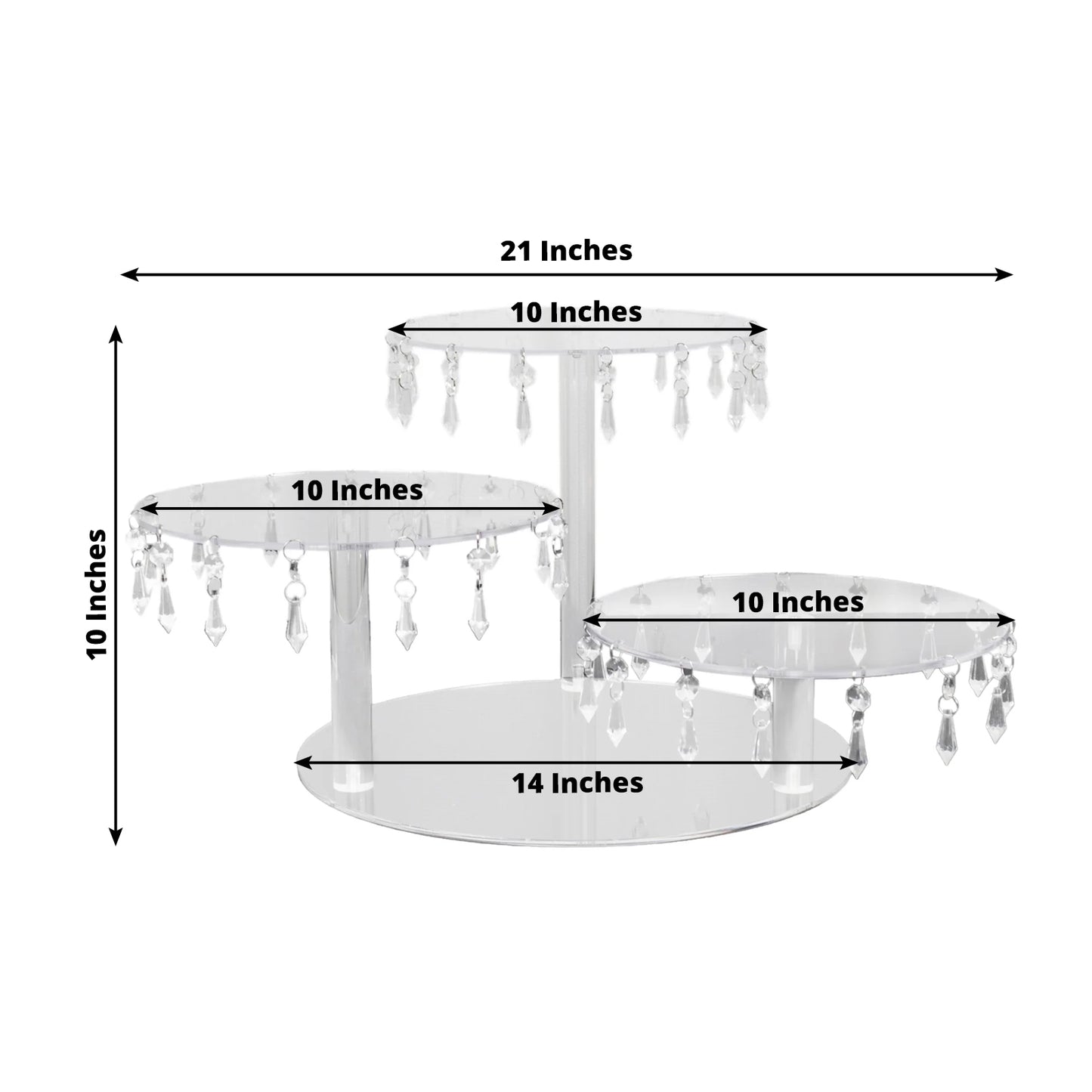 3-Tier Acrylic Cake Stand Clear with Hanging Crystal Pendants – Dessert Display for Weddings & Parties