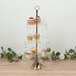 3-Tier gold cupcake stand with hanging crystals for desserts.