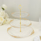 3-Tier Clear Plastic Cupcake Tower Stand with Gold Embossed Baroque Rim, 13" Round Cake Dessert Holder Display Stand Tiered Serving Tray with Top Handle