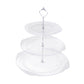 3-Tier Clear Plastic Cupcake Tower Stand with Silver Embossed Baroque Rim, 13" Round Cake Dessert Holder Display Stand Tiered Serving Tray with Top Handle