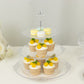 3-Tier Clear Plastic Cupcake Tower Stand with Silver Embossed Baroque Rim, 13" Round Cake Dessert Holder Display Stand Tiered Serving Tray with Top Handle