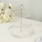 3-Tier Clear Plastic Cupcake Tower Stand with Silver Embossed Baroque Rim, 13" Round Cake Dessert Holder Display Stand Tiered Serving Tray with Top Handle