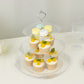3-Tier Clear Plastic Cupcake Tower Stand with Silver Embossed Baroque Rim, 13" Round Cake Dessert Holder Display Stand Tiered Serving Tray with Top Handle