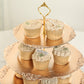 3-Tier Metallic Gold Plastic Cupcake Tower Stand with Embossed Baroque Rim, 13" Rustic Round Cake Dessert Holder Display Stand Tiered Serving Tray with Top Handle