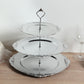3-Tier Metallic Silver Plastic Cupcake Tower Stand with Embossed Baroque Rim, 13" Rustic Round Cake Dessert Holder Display Stand Tiered Serving Tray with Top Handle