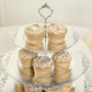 3-Tier Metallic Silver Plastic Cupcake Tower Stand with Embossed Baroque Rim, 13" Rustic Round Cake Dessert Holder Display Stand Tiered Serving Tray with Top Handle