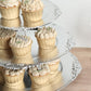 3-Tier Metallic Silver Plastic Cupcake Tower Stand with Embossed Baroque Rim, 13" Rustic Round Cake Dessert Holder Display Stand Tiered Serving Tray with Top Handle