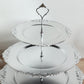 3-Tier Metallic Silver Plastic Cupcake Tower Stand with Embossed Baroque Rim, 13" Rustic Round Cake Dessert Holder Display Stand Tiered Serving Tray with Top Handle