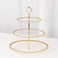 14" Clear 3-Tier Plastic Dessert Display Stand With Gold Beaded Rim, Round Cupcake Tower Tea Party Serving Platter With Top Handle