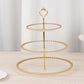 14" Clear 3-Tier Plastic Dessert Display Stand With Gold Beaded Rim, Round Cupcake Tower Tea Party Serving Platter With Top Handle