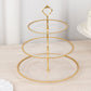 14" Clear 3-Tier Plastic Dessert Display Stand With Gold Beaded Rim, Round Cupcake Tower Tea Party Serving Platter With Top Handle