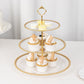 14" Clear 3-Tier Plastic Dessert Display Stand With Gold Beaded Rim, Round Cupcake Tower Tea Party Serving Platter With Top Handle